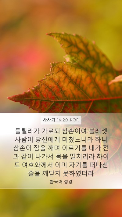 사사기 16:20 KOR Bible Verse Image