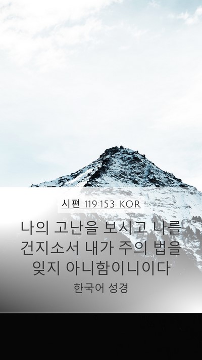 시편 119:153 KOR Bible Verse Image