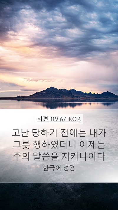 시편 119:67 KOR Mobile Phone Wallpaper - 고난 당하기 전에는 내가 그릇 - Mobile Bible Verse Wallpaper