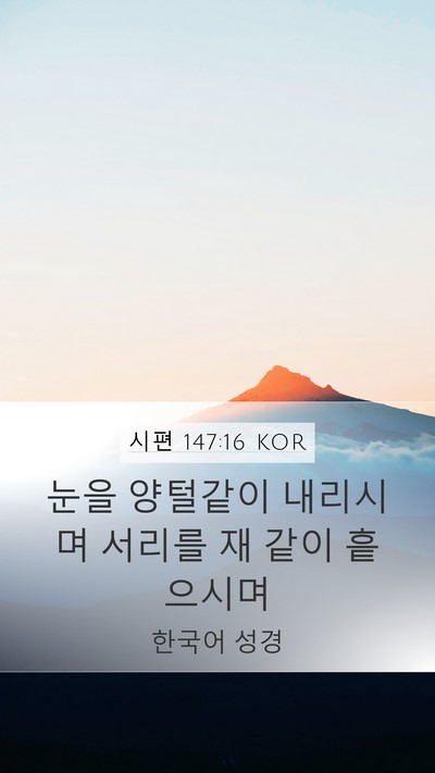시편 147:16 KOR Mobile Phone Wallpaper - 눈을 양털같이 내리시며 서리를 재 - Mobile Bible Verse Wallpaper