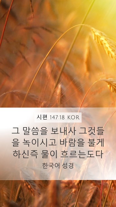 시편 147:18 KOR Mobile Phone Wallpaper - 그 말씀을 보내사 그것들을 녹이시고 - Mobile Bible Verse Wallpaper