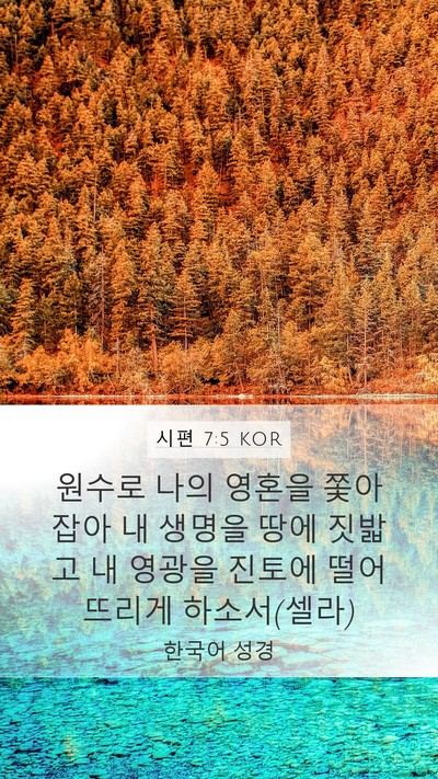 시편 7:5 KOR Mobile Phone Wallpaper - 원수로 나의 영혼을 쫓아 잡아 내 - Mobile Bible Verse Wallpaper
