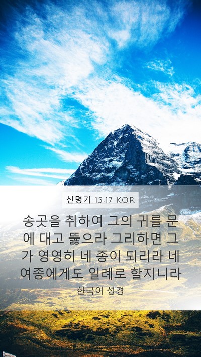 신명기 15:17 KOR Mobile Phone Wallpaper - 송곳을 취하여 그의 귀를 문에 대고 - Mobile Bible Verse Wallpaper