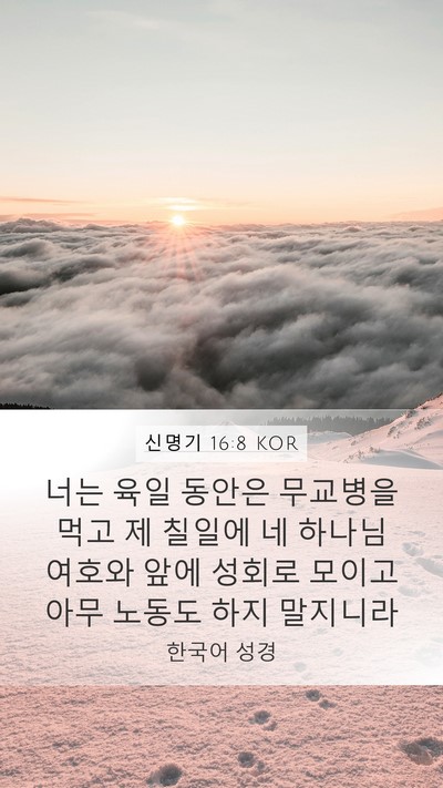 신명기 16:8 KOR Mobile Phone Wallpaper - 너는 육일 동안은 무교병을 먹고 제 - Mobile Bible Verse Wallpaper
