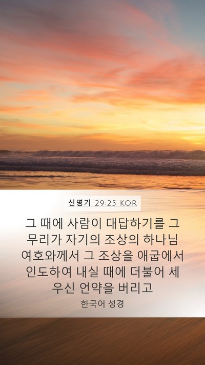 신명기 29:25 KOR Mobile Phone Wallpaper - 그 때에 사람이 대답하기를 그 - Mobile Bible Verse Wallpaper