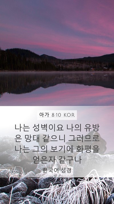 아가 8:10 KOR Mobile Phone Wallpaper - 나는 성벽이요 나의 유방은 망대 - Mobile Bible Verse Wallpaper