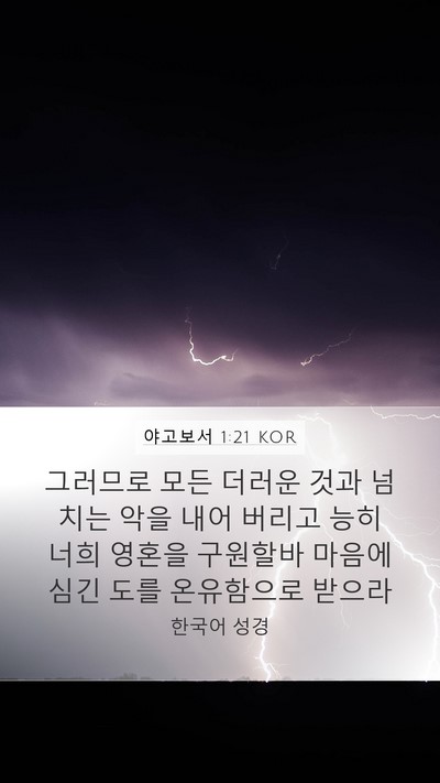 야고보서 1:21 KOR Mobile Phone Wallpaper - 그러므로 모든 더러운 것과 넘치는 - Mobile Bible Verse Wallpaper