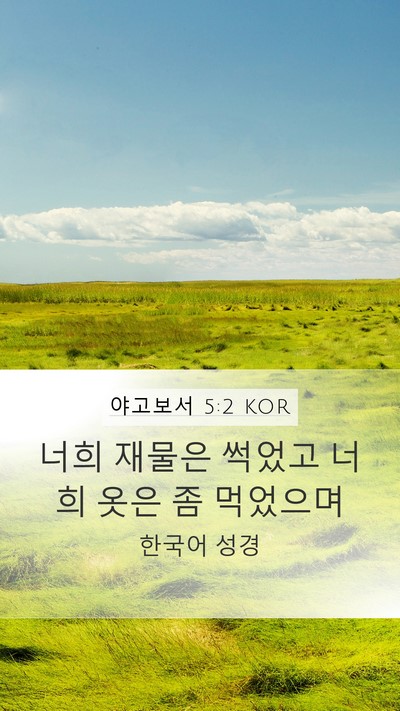 야고보서 5:2 KOR Mobile Phone Wallpaper - 너희 재물은 썩었고 너희 옷은 좀 - Mobile Bible Verse Wallpaper