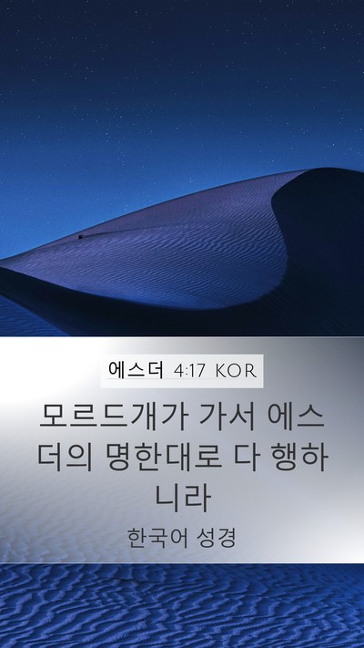 에스더 4:17 KOR Mobile Phone Wallpaper - 모르드개가 가서 에스더의 명한대로 - Mobile Bible Verse Wallpaper