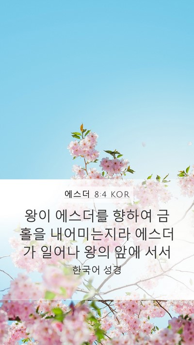 에스더 8:4 KOR Mobile Phone Wallpaper - 왕이 에스더를 향하여 금홀을 - Mobile Bible Verse Wallpaper
