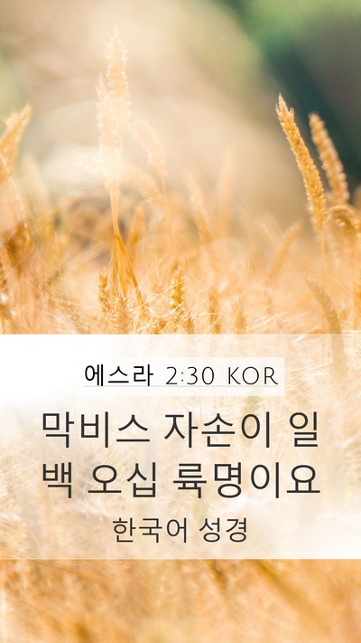 에스라 2:30 KOR Mobile Phone Wallpaper - 막비스 자손이 일백 오십 - Mobile Bible Verse Wallpaper