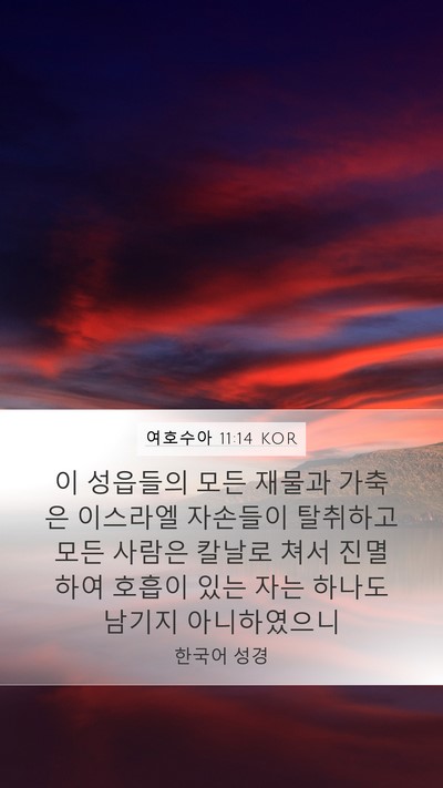 여호수아 11:14 KOR Mobile Phone Wallpaper - 이 성읍들의 모든 재물과 가축은 - Mobile Bible Verse Wallpaper