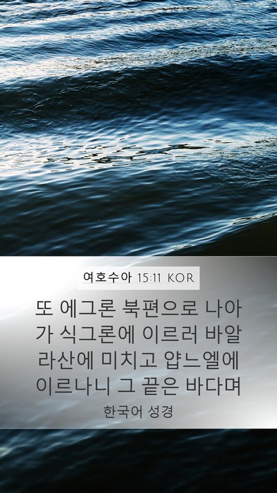 여호수아 15:11 KOR Mobile Phone Wallpaper - 또 에그론 북편으로 나아가 식그론에 - Mobile Bible Verse Wallpaper