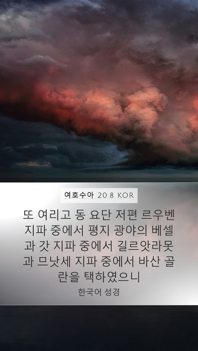 여호수아 20:8 KOR Mobile Phone Wallpaper - 또 여리고 동 요단 저편 르우벤 지파 - Mobile Bible Verse Wallpaper