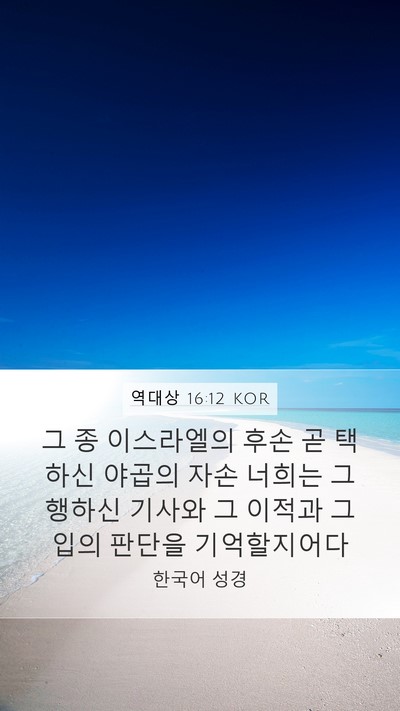 역대상 16:12 KOR Bible Verse Image