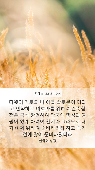 역대상 22:5 KOR Bible Verse Image