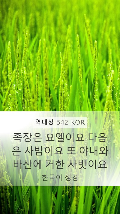 역대상 5:12 KOR Mobile Phone Wallpaper - 족장은 요엘이요 다음은 사밤이요 또 - Mobile Bible Verse Wallpaper