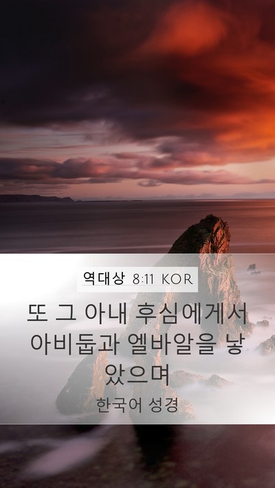역대상 8:11 KOR Mobile Phone Wallpaper - 또 그 아내 후심에게서 아비둡과 - Mobile Bible Verse Wallpaper