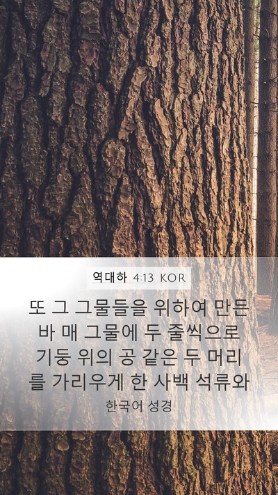 역대하 4:13 KOR Mobile Phone Wallpaper - 또 그 그물들을 위하여 만든바 매 - Mobile Bible Verse Wallpaper