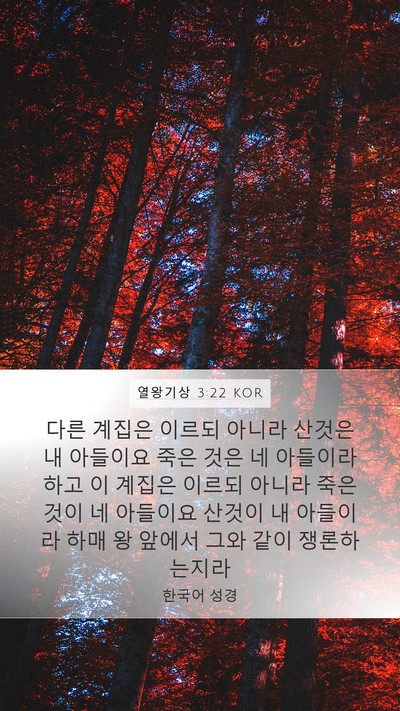 열왕기상 3:22 KOR Mobile Phone Wallpaper - 다른 계집은 이르되 아니라 산것은 - Mobile Bible Verse Wallpaper