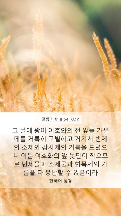 열왕기상 8:64 KOR Bible Verse Image