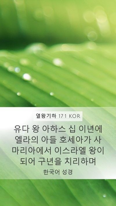 열왕기하 17:1 KOR Mobile Phone Wallpaper - 유다 왕 아하스 십 이년에 엘라의 - Mobile Bible Verse Wallpaper