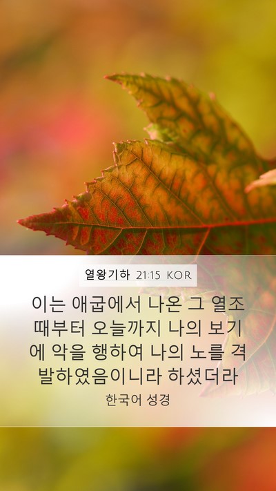 열왕기하 21:15 KOR Mobile Phone Wallpaper - 이는 애굽에서 나온 그 열조 때부터 - Mobile Bible Verse Wallpaper