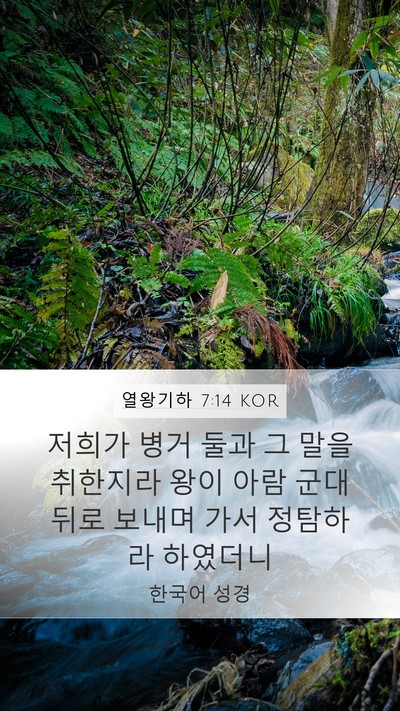 열왕기하 7:14 KOR Mobile Phone Wallpaper - 저희가 병거 둘과 그 말을 취한지라 - Mobile Bible Verse Wallpaper