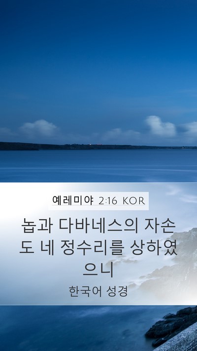 예레미야 2:16 KOR Mobile Phone Wallpaper - 놉과 다바네스의 자손도 네 정수리를 - Mobile Bible Verse Wallpaper