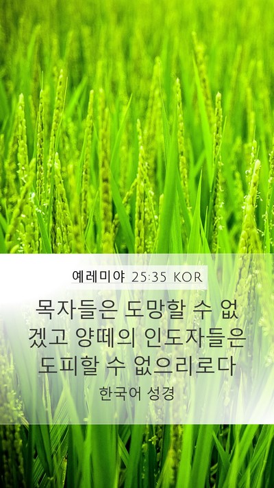 예레미야 25:35 KOR Mobile Phone Wallpaper - 목자들은 도망할 수 없겠고 양떼의 - Mobile Bible Verse Wallpaper