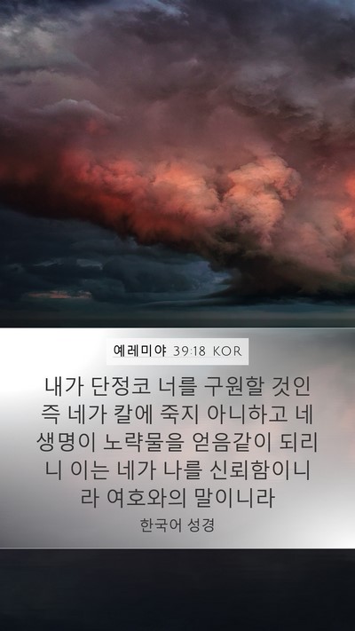예레미야 39:18 KOR Mobile Phone Wallpaper - 내가 단정코 너를 구원할 것인즉 - Mobile Bible Verse Wallpaper
