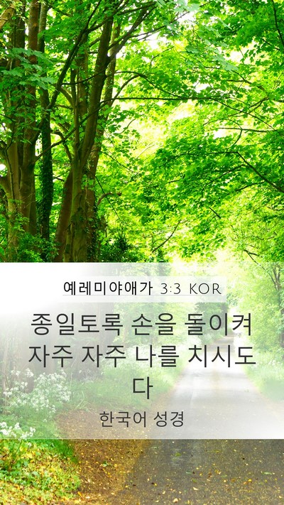 예레미야애가 3:3 KOR Mobile Phone Wallpaper - 종일토록 손을 돌이켜 자주 자주 - Mobile Bible Verse Wallpaper