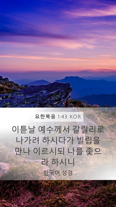 요한복음 1:43 KOR Bible Verse Image