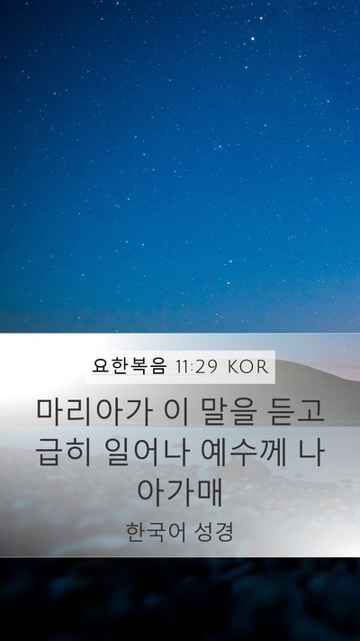 요한복음 11:29 KOR Mobile Phone Wallpaper - 마리아가 이 말을 듣고 급히 일어나 - Mobile Bible Verse Wallpaper