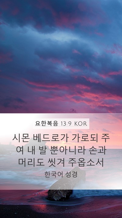 요한복음 13:9 KOR Mobile Phone Wallpaper - 시몬 베드로가 가로되 주여 내 발 - Mobile Bible Verse Wallpaper