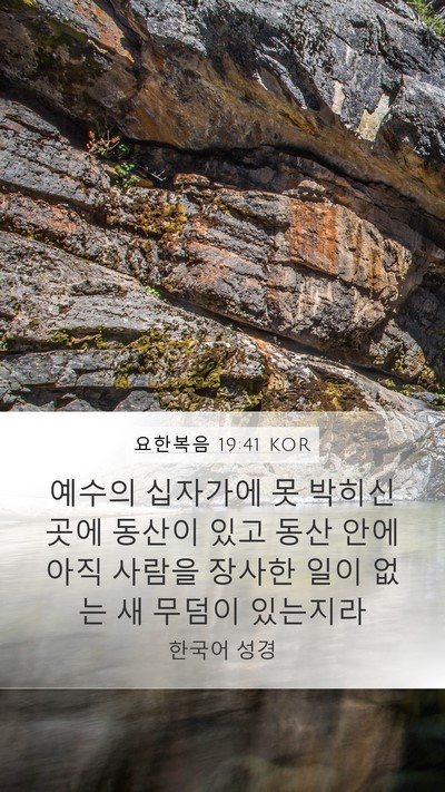 요한복음 19:41 KOR Mobile Phone Wallpaper - 예수의 십자가에 못 박히신 곳에 - Mobile Bible Verse Wallpaper