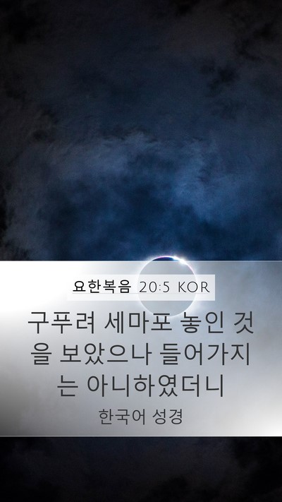 요한복음 20:5 KOR Mobile Phone Wallpaper - 구푸려 세마포 놓인 것을 보았으나 - Mobile Bible Verse Wallpaper