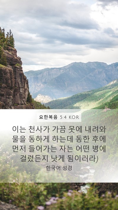 요한복음 5:4 KOR Mobile Phone Wallpaper - 이는 천사가 가끔 못에 내려와 물을 - Mobile Bible Verse Wallpaper