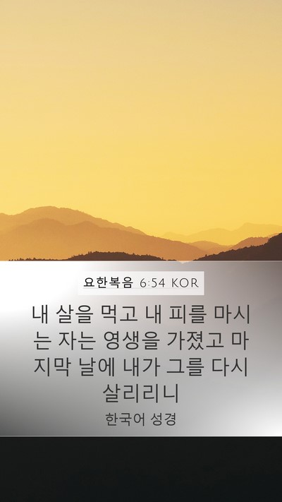 요한복음 6:54 KOR Mobile Phone Wallpaper - 내 살을 먹고 내 피를 마시는 자는 - Mobile Bible Verse Wallpaper