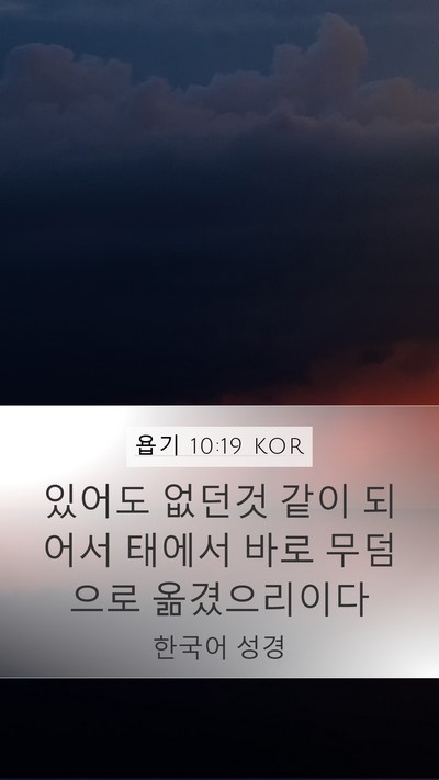 욥기 10:19 KOR Mobile Phone Wallpaper - 있어도 없던것 같이 되어서 태에서 - Mobile Bible Verse Wallpaper