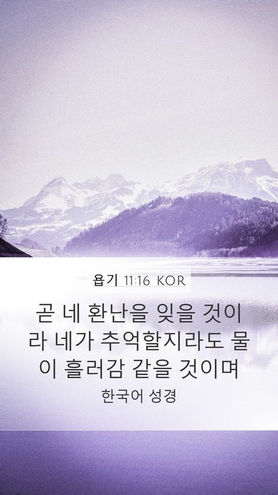 욥기 11:16 KOR Mobile Phone Wallpaper - 곧 네 환난을 잊을 것이라 네가 - Mobile Bible Verse Wallpaper