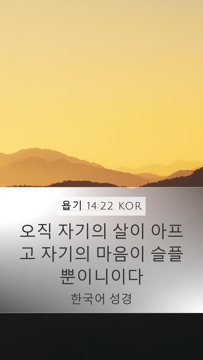 욥기 14:22 KOR Mobile Phone Wallpaper - 오직 자기의 살이 아프고 자기의 - Mobile Bible Verse Wallpaper