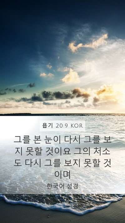 욥기 20:9 KOR Bible Verse Image