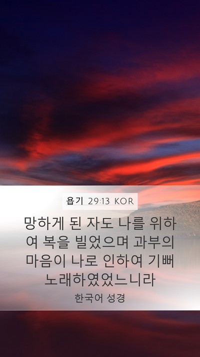 욥기 29:13 KOR Bible Verse Image
