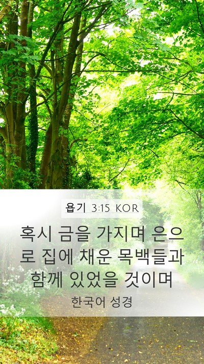 욥기 3:15 KOR Mobile Phone Wallpaper - 혹시 금을 가지며 은으로 집에 채운 - Mobile Bible Verse Wallpaper
