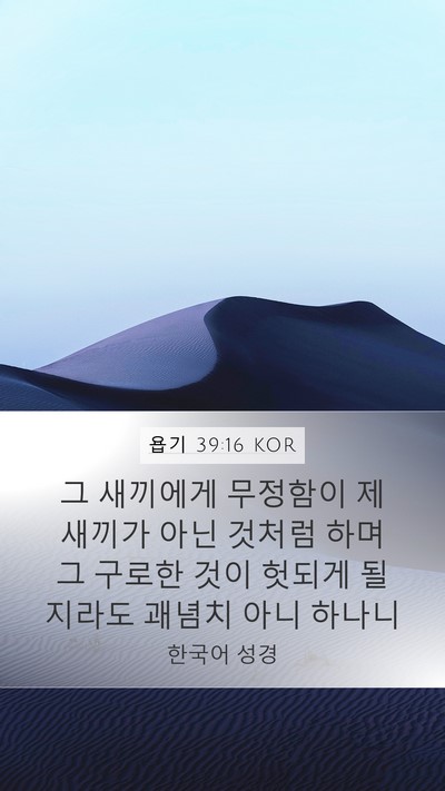 욥기 39:16 KOR Mobile Phone Wallpaper - 그 새끼에게 무정함이 제 새끼가 - Mobile Bible Verse Wallpaper