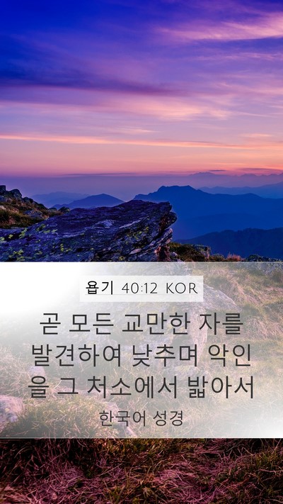 욥기 40:12 KOR Bible Verse Image