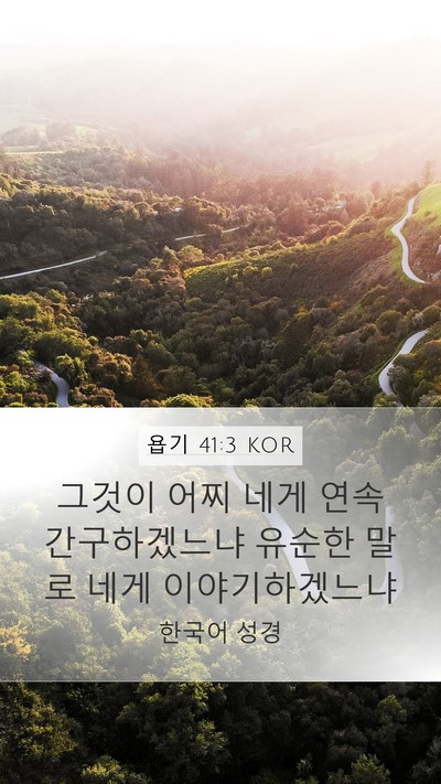 욥기 41:3 KOR Mobile Phone Wallpaper - 그것이 어찌 네게 연속 간구하겠느냐 - Mobile Bible Verse Wallpaper