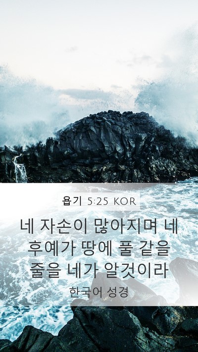욥기 5:25 KOR Mobile Phone Wallpaper - 네 자손이 많아지며 네 후예가 땅에 - Mobile Bible Verse Wallpaper