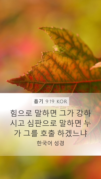 욥기 9:19 KOR Bible Verse Image
